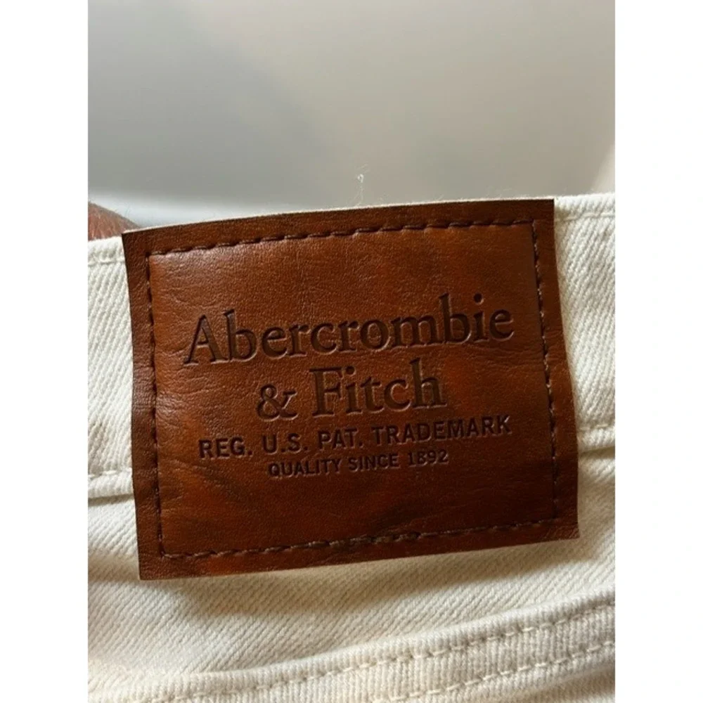 Abercrombie Fitch Men Cream Jeans 30x34 Athletic Slim Straight Normcore Mallcore